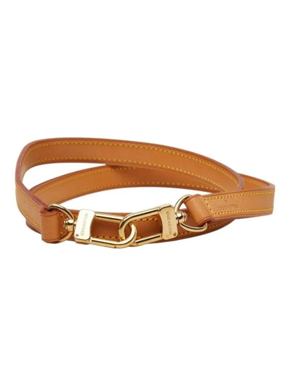 Louis Vuitton Shoulder Strap Beige Gold Leather Plated